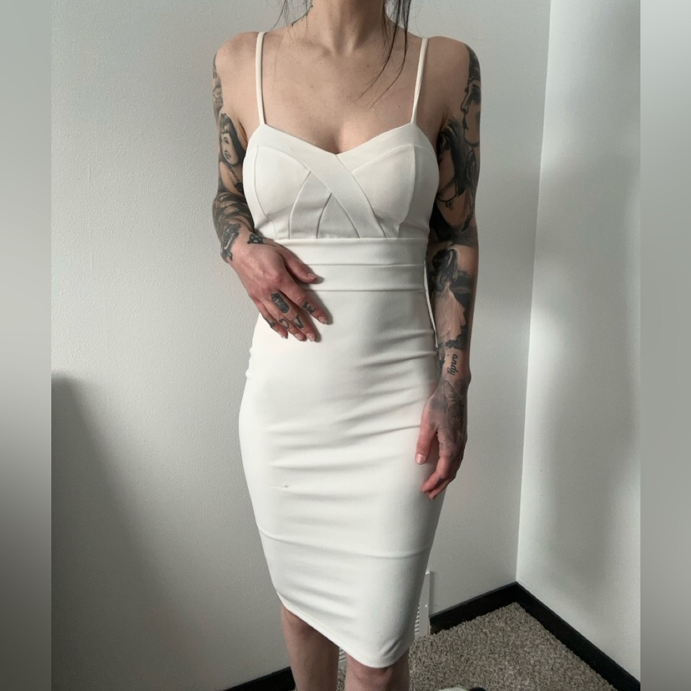 White midi dress